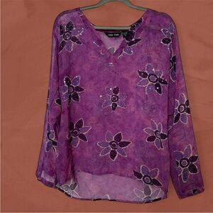 ZERO ZERO VINTAGE BEADED SHEER BLOUSE